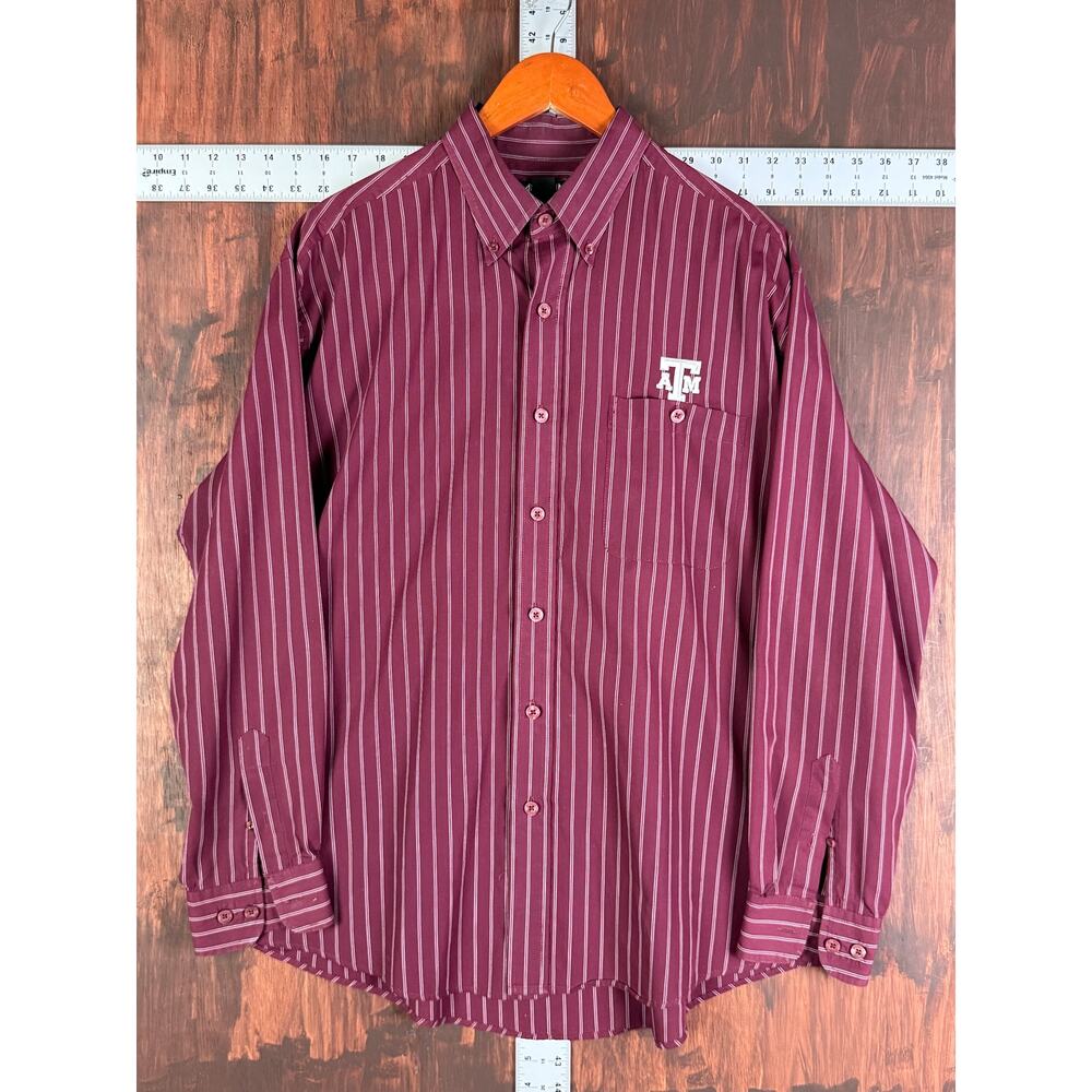 Texas A&M Aggies Antigua Long Sleeve Button Down Stripe Shirt Men Large NCAA ATM
